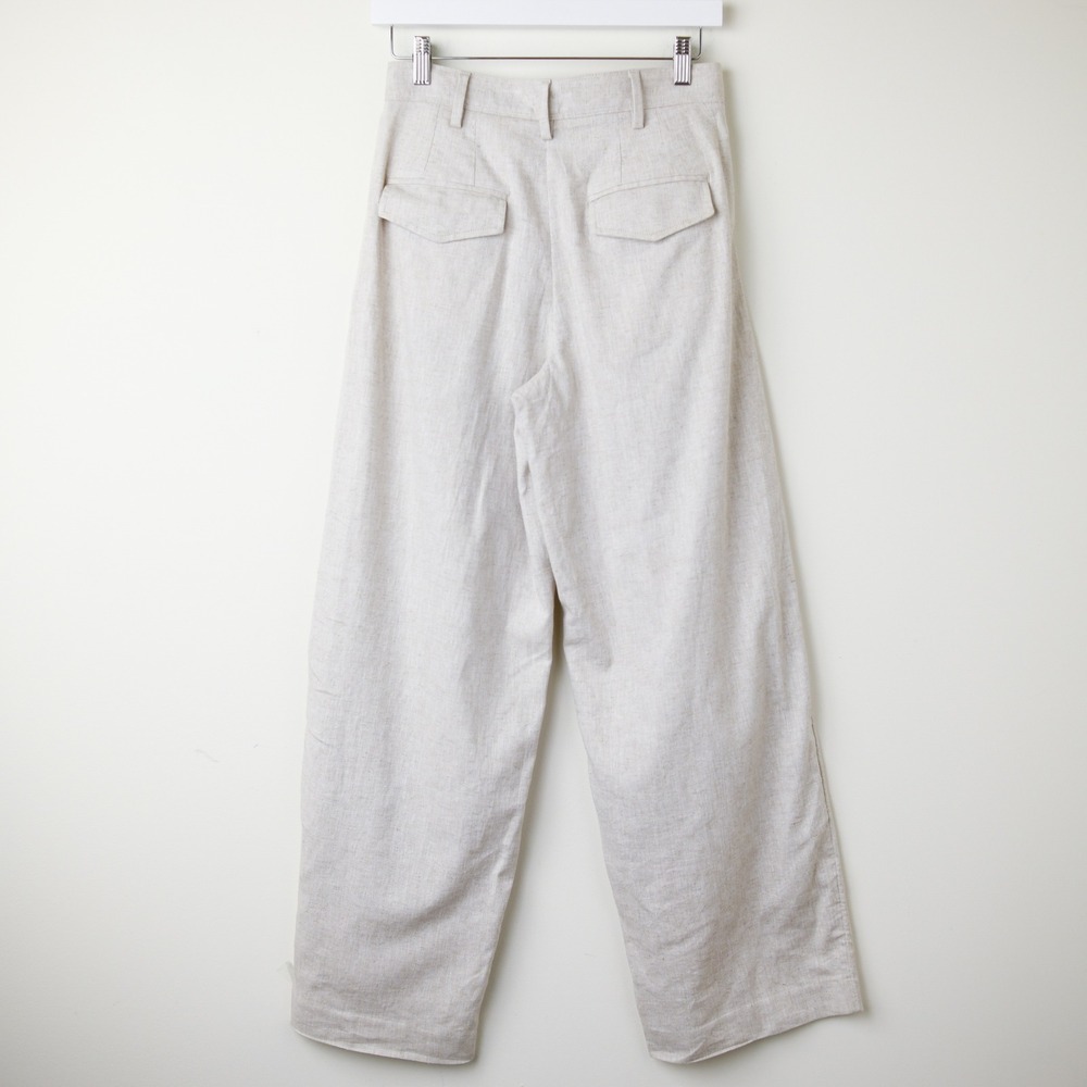 Banana Republic Linen Cotton Wide Leg Pants Women 2 P Beige Pleated Minimalist - Picture 5 of 12